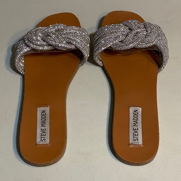 Steve Madden Silver Beaded Slide Sandals - Picture 2 of 4